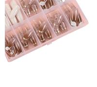 120pcs/box Mixed Medium-Long French Ballet Press On Nails Ice-Transparent Brown&White Acrylic Fake Nails Full Cover Nail Tips