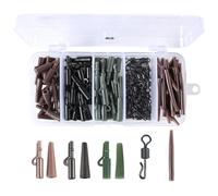 120Pcs Carp Fishing Tackle Swivel Kit Plastic Rubber Fishing Swivel Snaps Kit Quick Change Swivels Anti-tangle Sleeve Fishing Lead Clips Kit