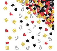 120pcs Casino Bachelorette Confetti, She Said Yes We Said Vegas Party Decor, Las Vegas Dollar Paper Scatter, Silver Glitter Lucky in Love Table Decoration, Casino Bridal Shower Party Decoration