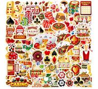 120PCS Casino Stickers, Casino Night Party Favors Birthday Party Decorations Vinyl Waterproof Stickers for Water Bottle Laptop Luggage Helmet Gifts for Teens Boys Girls Adult