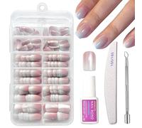 120PCS Cat Eye Press on Nails Set - Shimmer Ombre False Nails Short - Square Fake nails with Glue - 12 Sizes Stick on Nails for Women Girls - Full Cover Acrylic Nail Tips - Shiny Glitter Glue on nails