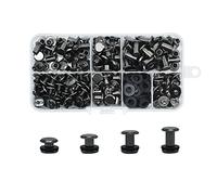 120Pcs Chicago Screw Posts, 4/6/8/10mm Rivet Binding Screws Bright Black