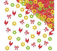 120pcs Chicken Confetti, This Chick is One Table Confetti, Red&Gold Glitter Coquette Chick Table Scatter for Baby Shower, Farm Animal Birthday Party Decoration