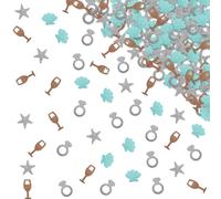 120pcs Coastal Bachelorette Confetti, Last Toast on the Coast Table Confetti, Silver&Sky Blue Glitter Beach Party Table Decor, Coastal Bridal Shower Party Supplies