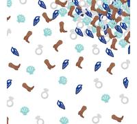 120pcs Coastal Cowgirl Bachelorette Confetti, Last Toast on the Coast Coastal Table Confetti, Silver&Blue Glitter Seashell Boot Table Scatter, Western Cowgirl Bridal Shower/Wedding Party Decoration