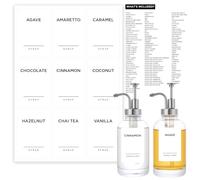 120PCS Coffee Syrup Labels for Coffee Bar, Joyfulmap Minimalist Preprinted Waterproof Vinyl Stickers for Syrup Dispenser Bottles,Containers, Jars, Fullest Labels Set for Kitchen Organization(White)