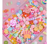 120PCS Cute Fake Candy Slime Charms, Song Xi Random Assorted Kawaii Flatback Junk Cases Resin Charms, Decoden Acrylic Embellishments for DIY Phone Cases Hairpins Scrapbooking