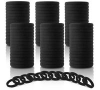 120PCS DWKFEOQ Black Hair Ties for Women Girls, Elastic Ponytail Holders,Cotton Seamless Hair Bands，No Damage for Thick Hair,1.8 Inch in Diameter (Black)
