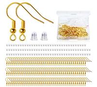 120Pcs Earring Hooks Gold Hypoallergenic Ear Wire with 120Pcs Earring Backs Making Supplies for DIY Jewelry Customize Making