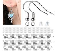 120Pcs Earring Hooks Silver Hypoallergenic Ear Wire with 120Pcs Earring Backs Making Supplies for DIY Jewelry Customize Making