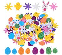 120Pcs Easter Foam Stickers,Easter Stickers,Glitter Easter Crafts for Kids,Easter Chicks Egg Stars Bunny Rabbit Sticker for Easter Crafts,Scrapbooking,Easter Gifts Cards,Party Bag Fillers,Boys,Girls