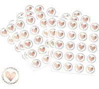 120pcs Envelope Seal Stickers - 3,2cm Heart Seal Stamp Stickers Self-Adhesive Envelope Sticker,Clear Heart Envelope Stickers,Self-Adhesive Round Sealing Sticker for Envelopes (rose gold)