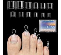 120Pcs Fake Toe Nails, False Toenails, Long Clear Toenails Set Full Cover Art Nail Tips Strips Press On Toe Nails Extensions Kit Tips Short French Tip Fake Square Extensions Stick On Nail For Women