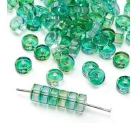 120pcs Flat Round Spacer Beads 6 * 3MM Gradient Green Glass Seed Beads for Crafting Beading Bracelets Jewerly Making