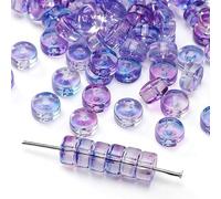 120pcs Flat Round Spacer Beads 6 * 3MM Gradient Purple Glass Seed Beads for Crafting Beading Bracelets Jewerly Making