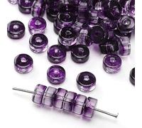 120pcs Flat Round Spacer Beads 6 * 3MM Gradient Purple Glass Seed Beads for Crafting Beading Bracelets Jewerly Making