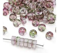 120pcs Flat Round Spacer Beads 6 * 3MM Gradient Purple Green Glass Seed Beads for Crafting Beading Bracelets Jewerly Making