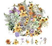 120Pcs Flower Stickers for Scrapbooking, Transparent Flowers Aesthetic Scrapbook Stickers, Clear Floral Stickers Set for Scrapbook Supplies,Craft, Card, Laptop, (60 Styles Flowers)