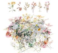 120Pcs Flower Stickers for Scrapbooking Transparent Flowers Scrapbook Stickers Natural Aesthetic Floral Sticker for Scrapbook Supplies,Craft, Card, Laptop, Water Bottle, Journal