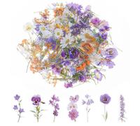 120Pcs Flower Stickers for Scrapbooking Transparent Flowers Scrapbook Stickers Natural Aesthetic Floral Sticker for Scrapbook Supplies,Craft, Card, Laptop, Water Bottle, Journal