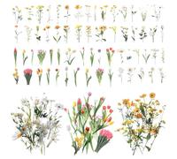 120Pcs Flower Stickers for Scrapbooking Transparent Flowers Scrapbook Stickers Natural Aesthetic Floral Sticker for Scrapbook Supplies,Craft, Card, Laptop, Water Bottle, Journal