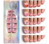 120PCS French Gel Toenail Tips on Nails Fake False Toe Nail Wearable 3 in 1 Soft System No Primer Needed Super Fit Tip for Art DIY