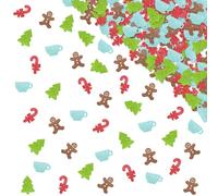 120pcs Gingerbread Confetti, Christmas Table Confetti, Red&Green Glitter Candy Canes Tree Coffee Table Scatter for Winter Holiday Party Decoration