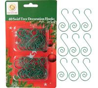 120Pcs Green Christmas Ornaments Hangers Hooks for Christmas Tree Baubles, String Lights - Reusable Swirl S Hooks for Easy Xmas Art Craft Decorations
