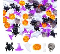 120pcs Halloween Acrylic Sensory Bin Filler, Mini Acrylic Pumpkin Ghost Skull Spider Witch Hats Gems Table Scatter Vase Filler for Autumn DIY Crafts Home Centerpieces Table Decorations