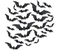 120PCS Halloween Bats Decoration, 3D Bat Stickers for Indoor Outdoor Home Decor DIY Wall Decal Bathroom Window Door Halloween Decor
