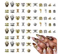 120Pcs Halloween Nail Decorations, Halloween Nail Art Charms Shapes Include Skulls Bones Witch Hats & Masks, Fall Decorations DIY Allowed Various Styles & Sufficient Quantity