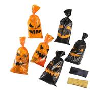 120pcs Halloween Treat Bags,Pumpkin Cellophane Treat Bags with Twist Ties,Halloween Trick Or Treat Bag Candy Bag Goody Bag in Orange and Black for Sweets Treats Cookies Party Supplies