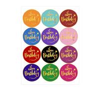 120Pcs Happy Birthday Stickers 1.5" Round Gold Foil Birthday Stamping Stickers Gift Seals Labels Envelope Sticker for Birth Day Party Cards Gift Treat Bags Wrapping