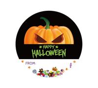 120pcs Happy Halloween Stickers, 2in Self Adhesive Halloween Party Stickers Round Writable Name from Tags for Goodie Bags Envelope Seals Party Decoration (Style 2)