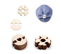 120pcs Hat Pom Pom Buttons, 2 Styles Wooden Handmade Removable Beanie Wood Pompom Buttons Practical Sewing Accessories for Crochet Knitting Beanies DIY Crafted Fasteners Decoration