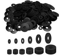 120pcs Heavy Duty Flat Rubber Washers Set - Multi-Size Black Rubber Grommets for Vibration Damping, Leak Prevention in Household Appliances, Faucets, Screws, and Bolts - 30/25/20/16/12/10mm Sizes Incl