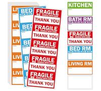 120PCS Home Moving Labels, 5 Color Coding Labels Packing Box Stickers with 20 Fragile Stickers & 20 Blank Ones, Apartment Moving Helper (Each Measures 2” x 3.6”)