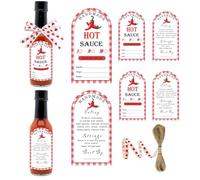 120pcs Homemade Hot Sauce Labels Chili Sauce Homemade Stickers - 3 x 2 inch Hot Sauce Bottle Labels with Ribbon Rope for Festival Gifts and Party Supplies