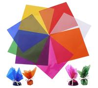 120Pcs in 8 Colors Colored Cellophane Sheets, Cellophane Paper, for DIY Arts and Crafts Gift Treatment Candy Packaging Small Gifts Candy Wrapping Holidays and Parties Decoration 7.5 x 7.5 Inch