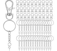 120pcs Keychain Set with Swivel Clasps, Keyrings with Chain, Split Rings and 30pcs Screw Eye Pins Suitable for DIY Key Crafts (Silver)
