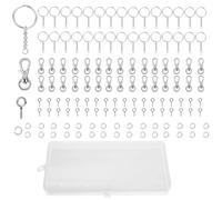 120pcs Keyring Chain Keychain Accessories Keyring Clips Kit Swivel Lobster Clasps Eye Pins Key Chain Rings Open Jump Rings Metal Splits Key Ring Hoops for DIY Crafts, Jewelry Making, C