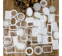 120Pcs Lace Scrapbook Stickers Kit, Waterproof Cutout PET Stationery Sticker, Coquette Wedding Scrap Book Supplies, Transparent Photo Frame Decorative Sticker for Invitations Journals DIY Art Crafts
