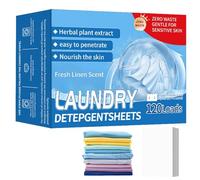 120PCS Laundry Sheets, 120 Loads, Laundry Detergent for Sensitive Skin, Eco-friendly Non-Toxic Washing Sheets, No Plastic Waste, Ultra Concentrated for Machine and Hand Washing