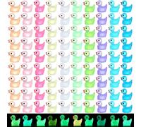 120pcs Luminous Mini Ducks, Mini Resin Ducks Figures 10 Colors Tiny Ducks to Hide Glow in The Dark for Miniature Fairy Garden Accessories Micro Landscape Aquarium Ornaments Kit Dollhouse Decor Crafts