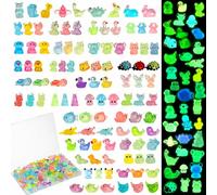 120Pcs Luminous Mini Resin Animals, Tiny Animals Glow in The Dark Miniature Resin Animal Figures Bulk, Small Plastic Animal Figurines for Fairy Garden Micro Landscape Aquarium Dollhouse Decor
