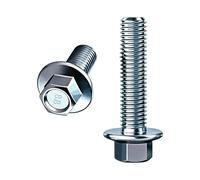 120pcs M5x25mm Flanged Hex Head Bolts, 8.8 Grade Carbon Steel, Blue Zinc Plated Fully Coarse Threaded Smooth Flange Screws for Furniture Home Appliances Interior Decoration