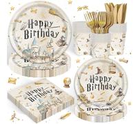 120pcs Magic Wizard Party Tableware Set for Kids Girls Magic Tableware Set Happy Birthday Birthday Party Tableware Set for 20 Guests