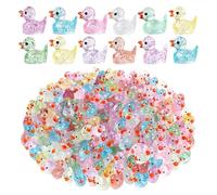 120PCS Mini Ducks, Mini Duck Glow in The Dark Resin Duck Figure, 12 Colors Glitter Resin Tiny Ducks, Small Landscape Ducks for Dollhouse Decor Micro Landscape Aquarium Decors Fairy Garden Accessories