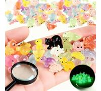 120PCS Mini Resin Animals, Luminous Mini Animals Tiny Resin Animal Mixed Miniature Little Small Plastic Animal Figures Glow in The Dark for Micro Landscape Fairy Garden Aquarium Dollhouse Decor