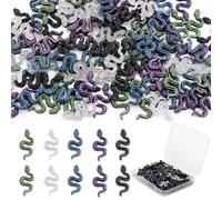 120Pcs Mini Resin Snakes, Miniature Halloween Tiny Snakes for Crafts, Micro Resin Animals Figurines for DIY Fairy Garden Dollhouse Micro Landscaping Decoration